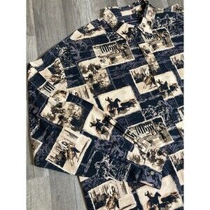 Mens Western Shirt 2XLT Rodeo Cowboy Horse Bull Rider Button Down Vintage 80s 90